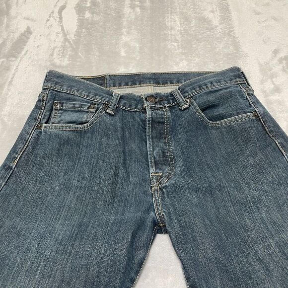 Levis 501XX Jeans Mens 30x32 (31x30) Blue Denim Button Fly Dark Wash 5 Pocket - Picture 3 of 16